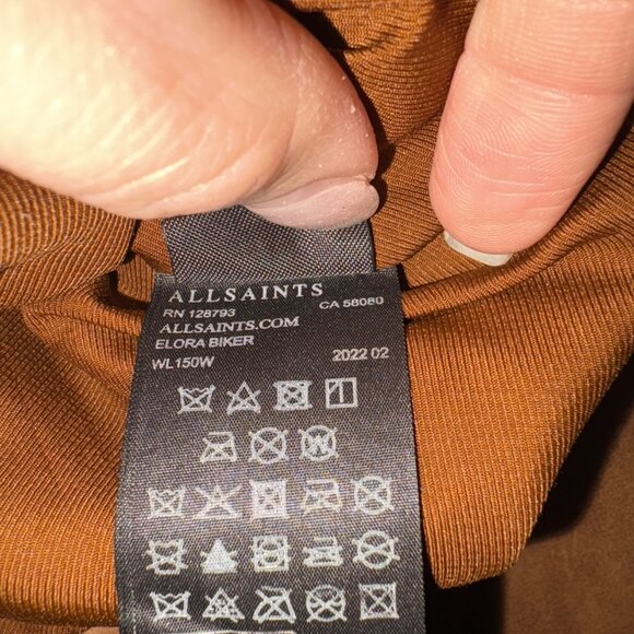 AllSaints Elora Biker Jacket, Suede Size 6 - Picture 4 of 6